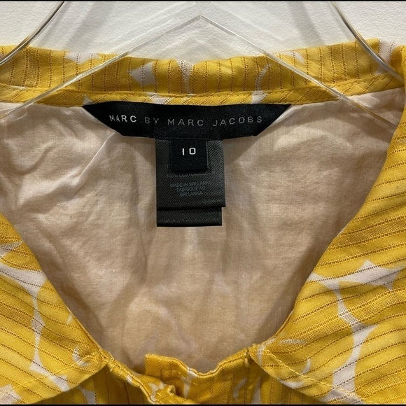 Marc By Marc Jacobs Yellow Floral Sleeveless Dress Cotton Collar Button Front 10 - Picture 4 of 8